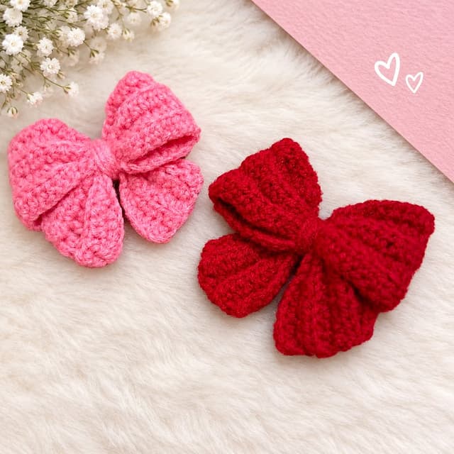 Crochet Hair Bow Pair