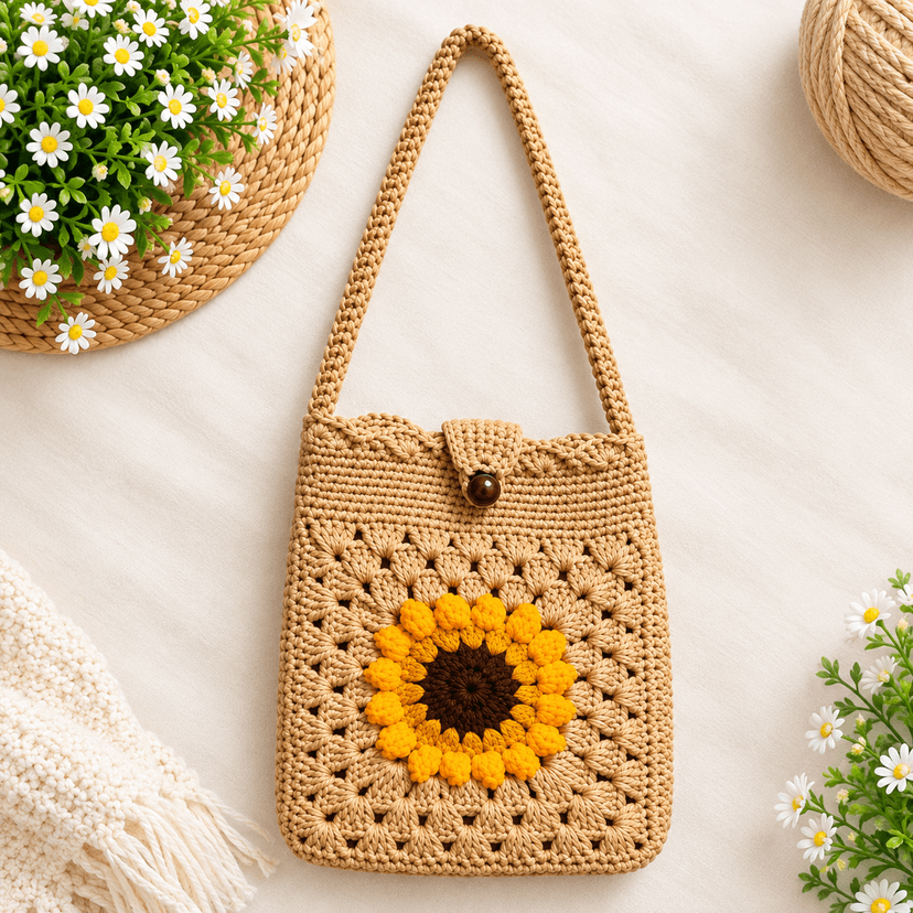 Crochet Sunflower Dori Bag - Image 1