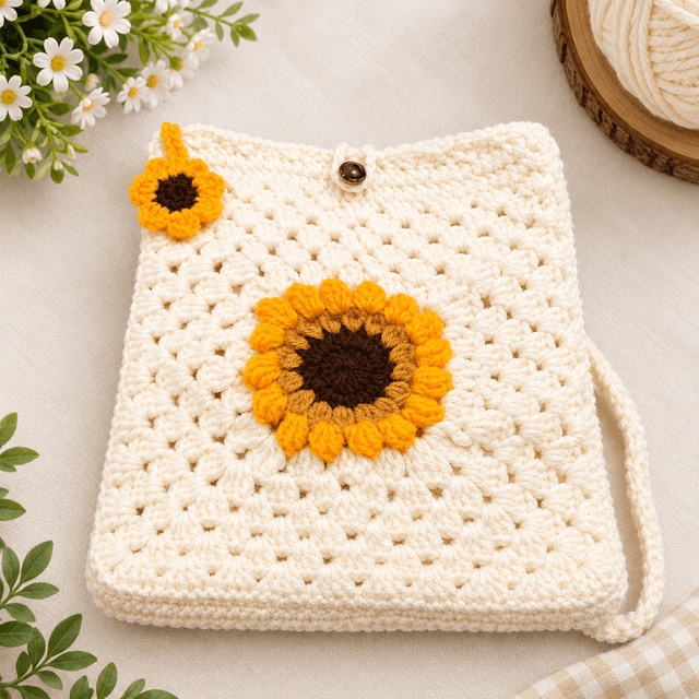 Crochet Sunflower Sling Bag