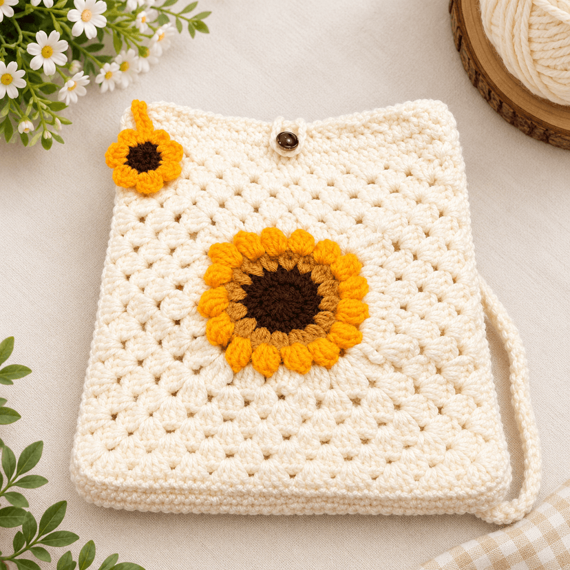 Crochet Sunflower Sling Bag - Image 1