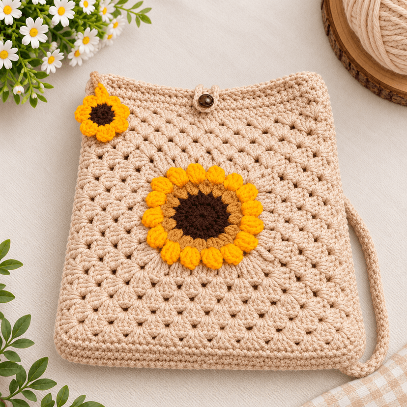 Crochet Sunflower Sling Bag - Image 2