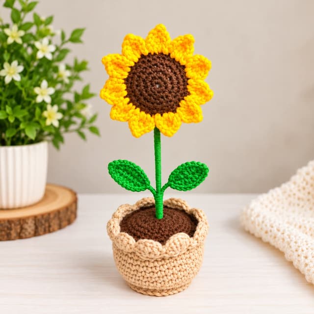 Crochet Sunflower with Pot